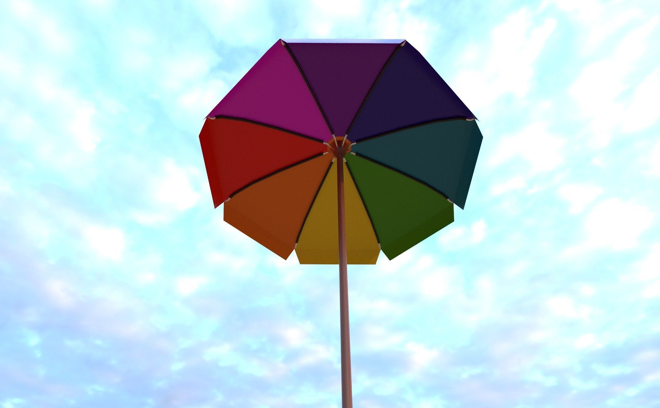 Beach Umbrella Pack Low-poly 3D model_6