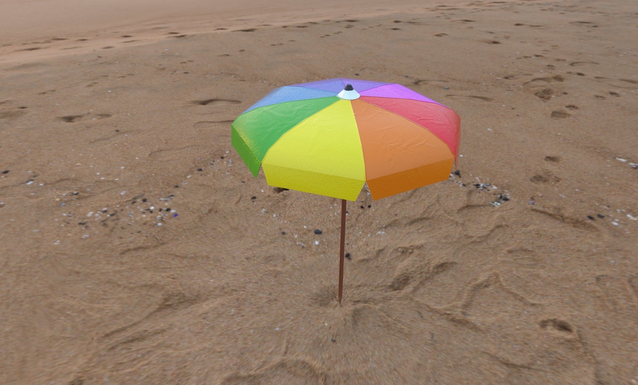Beach Umbrella Pack Low-poly 3D model_5