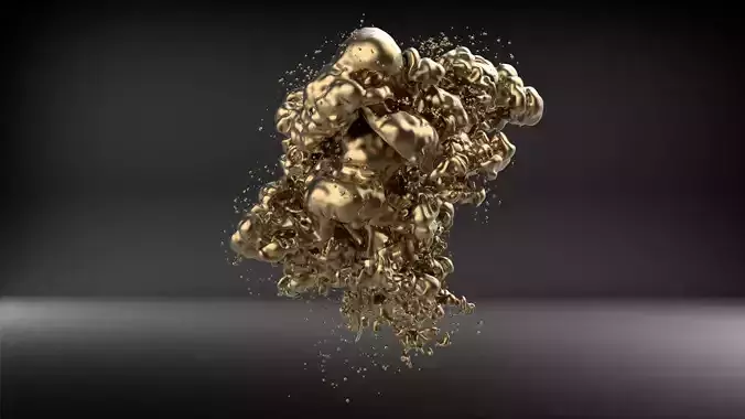 WaterBubble gold liquid falling