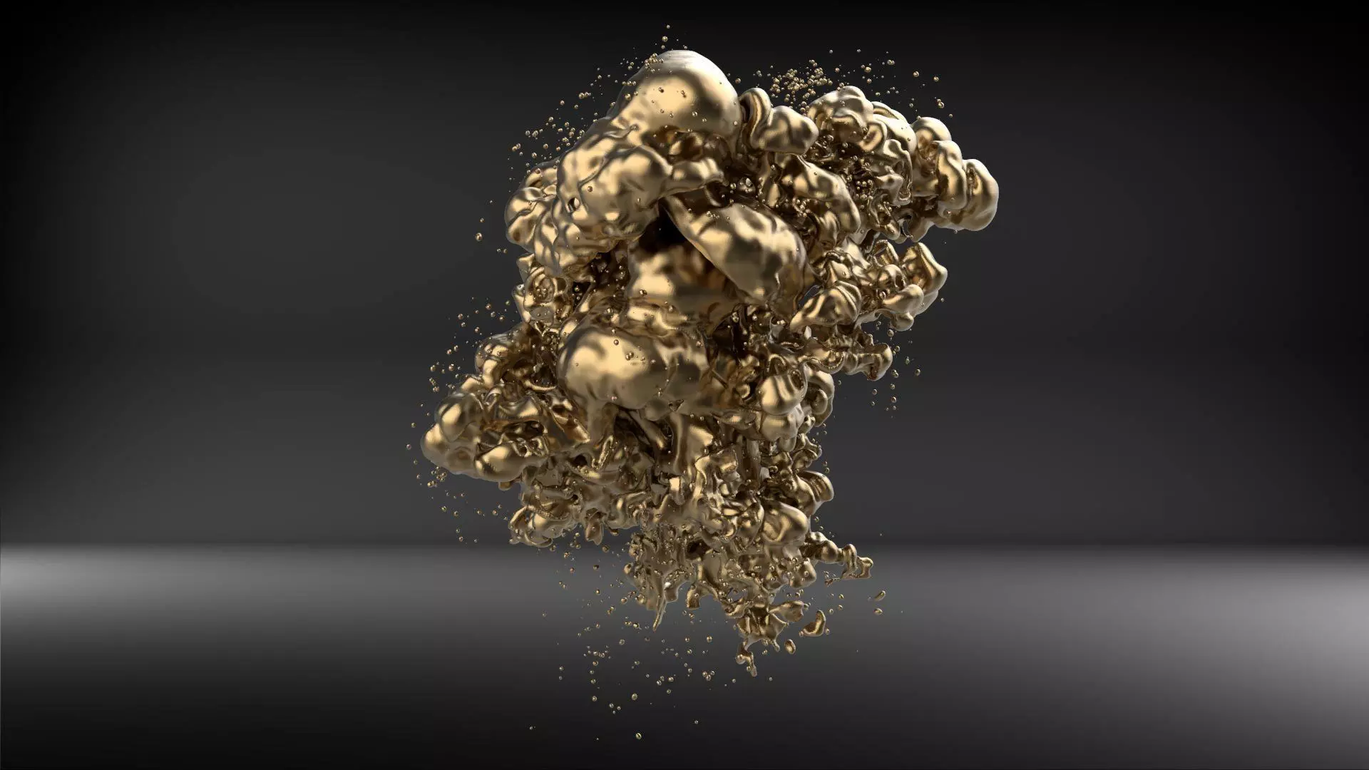WaterBubble gold liquid falling 3D model