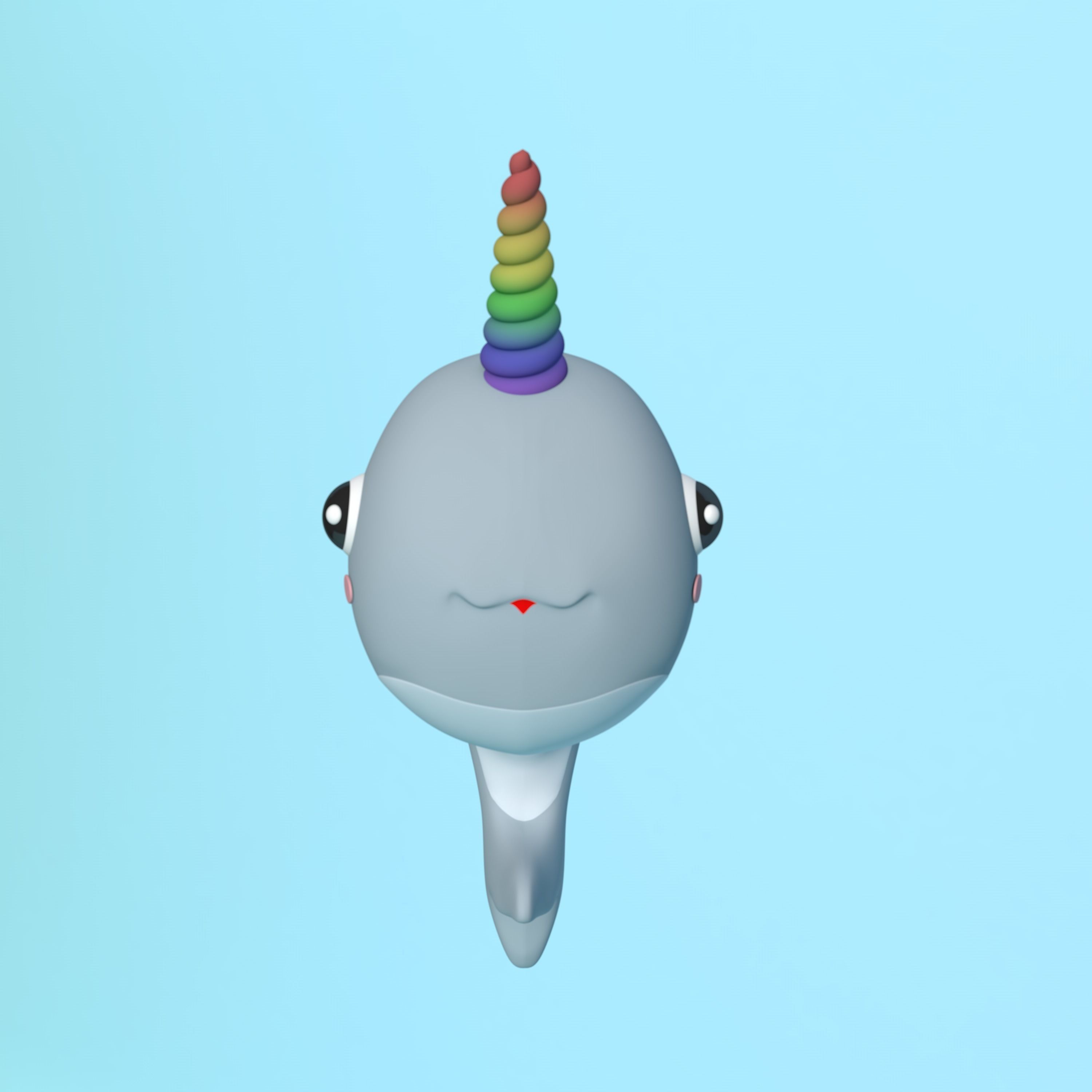 Dolphino narwhal with rainbow horn 3D model_1