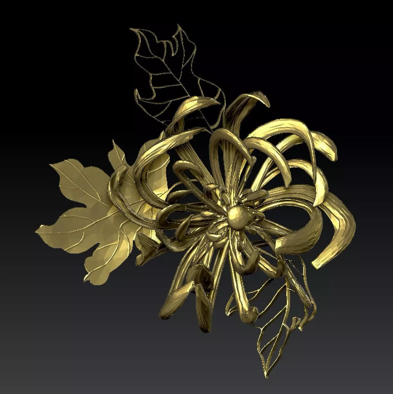 chrysanthemum flower Jewelry japanese style  3D print model_0