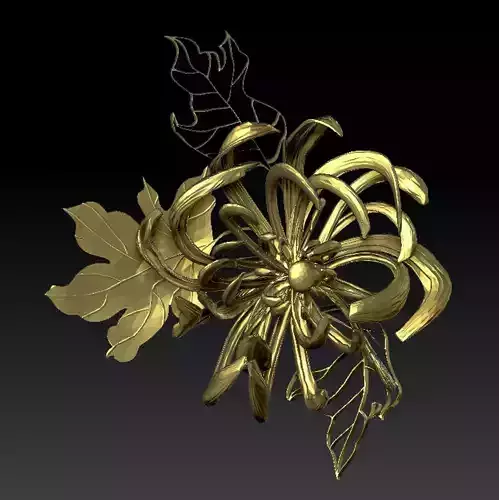 chrysanthemum flower Jewelry japanese style  3D print model