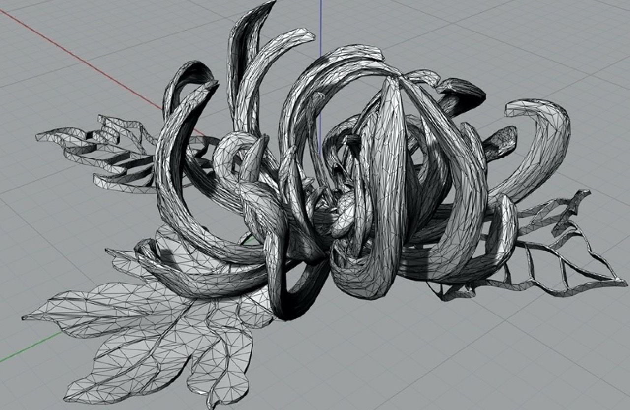 chrysanthemum flower Jewelry japanese style  3D print model_5