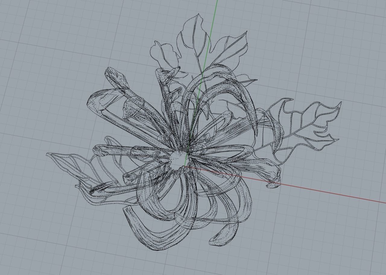 chrysanthemum flower Jewelry japanese style  3D print model_2