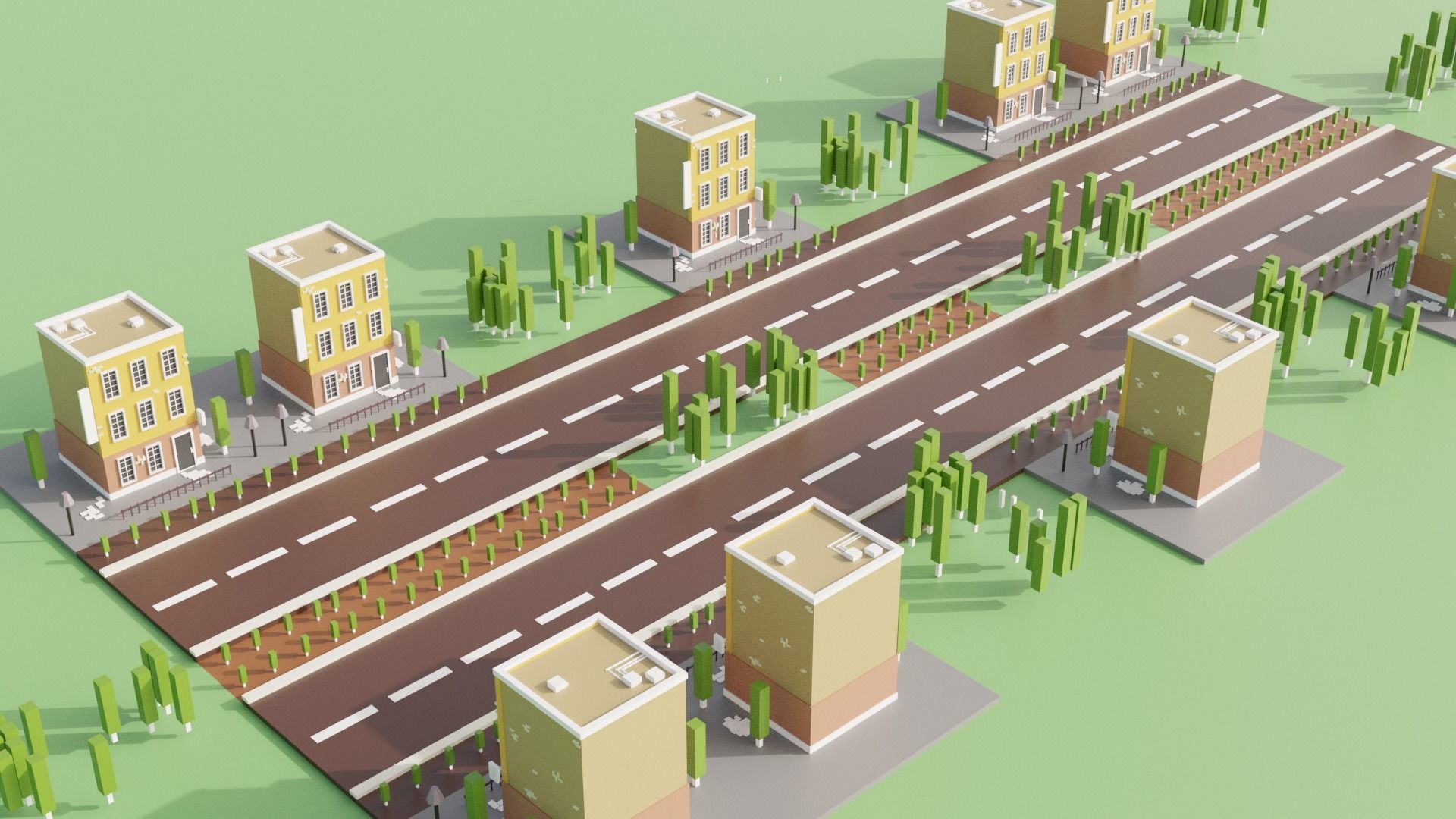 low poly simple cartoon game building Free 3D model_4