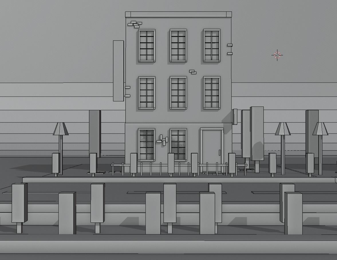 low poly simple cartoon game building Free 3D model_1