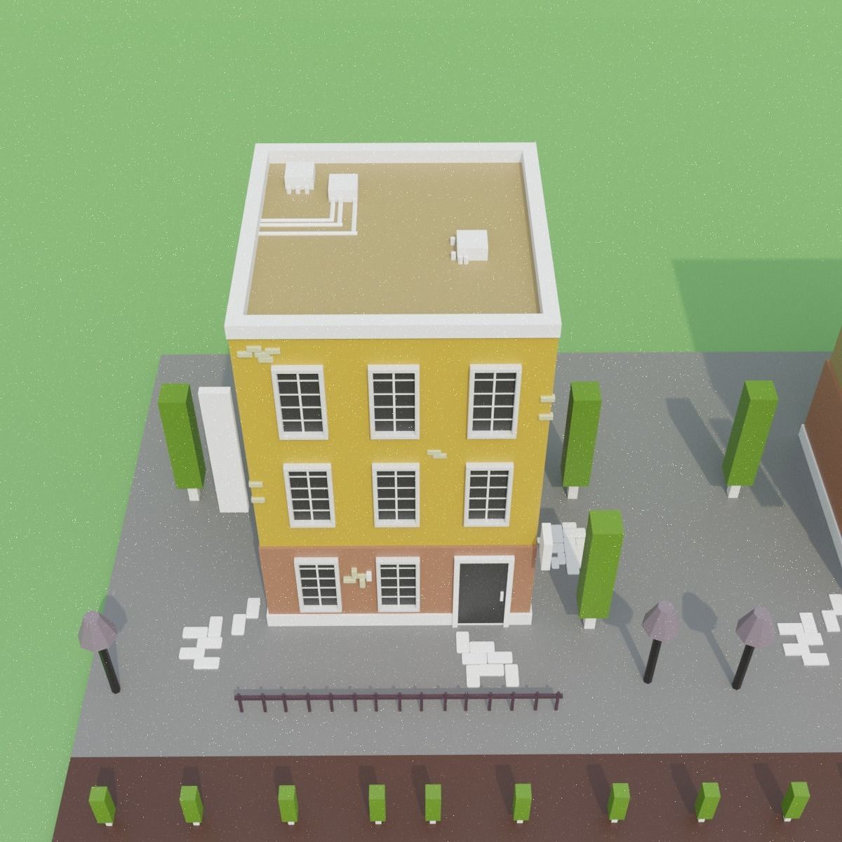 low poly simple cartoon game building Free 3D model_3