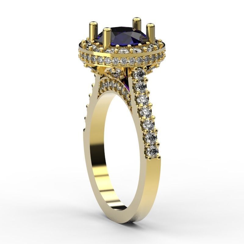 Gorgeous ring with gemstones  3D print model_2