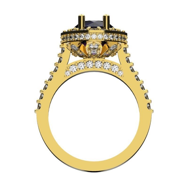 Gorgeous ring with gemstones  3D print model_1