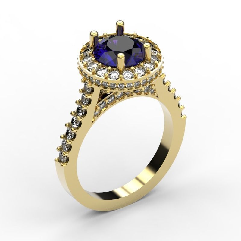 Gorgeous ring with gemstones  3D print model_0