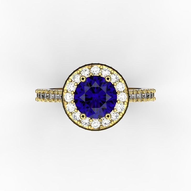 Gorgeous ring with gemstones  3D print model_3