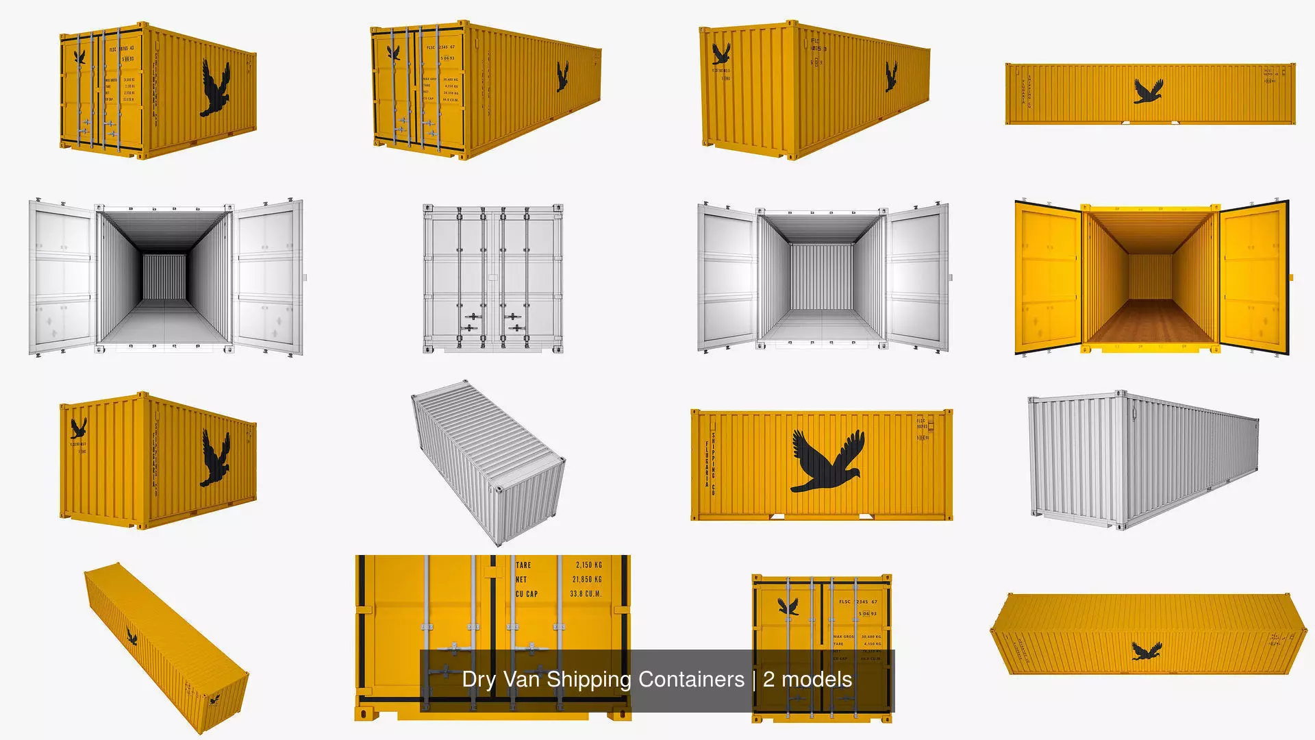 Dry Van Shipping Containers 3D Model Collection_1
