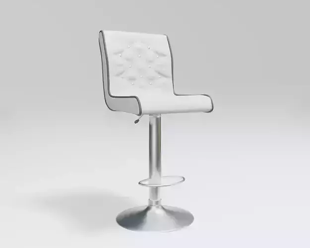 elegant club stool - white leather with crystals