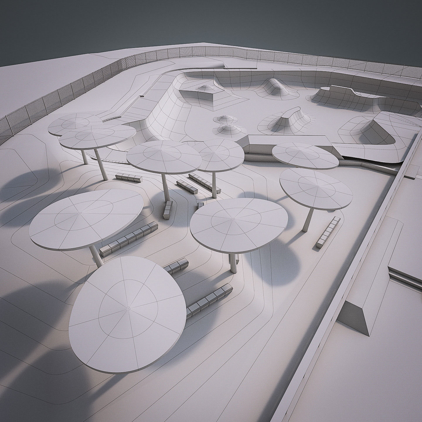 Skate park Low-poly 3D model_2