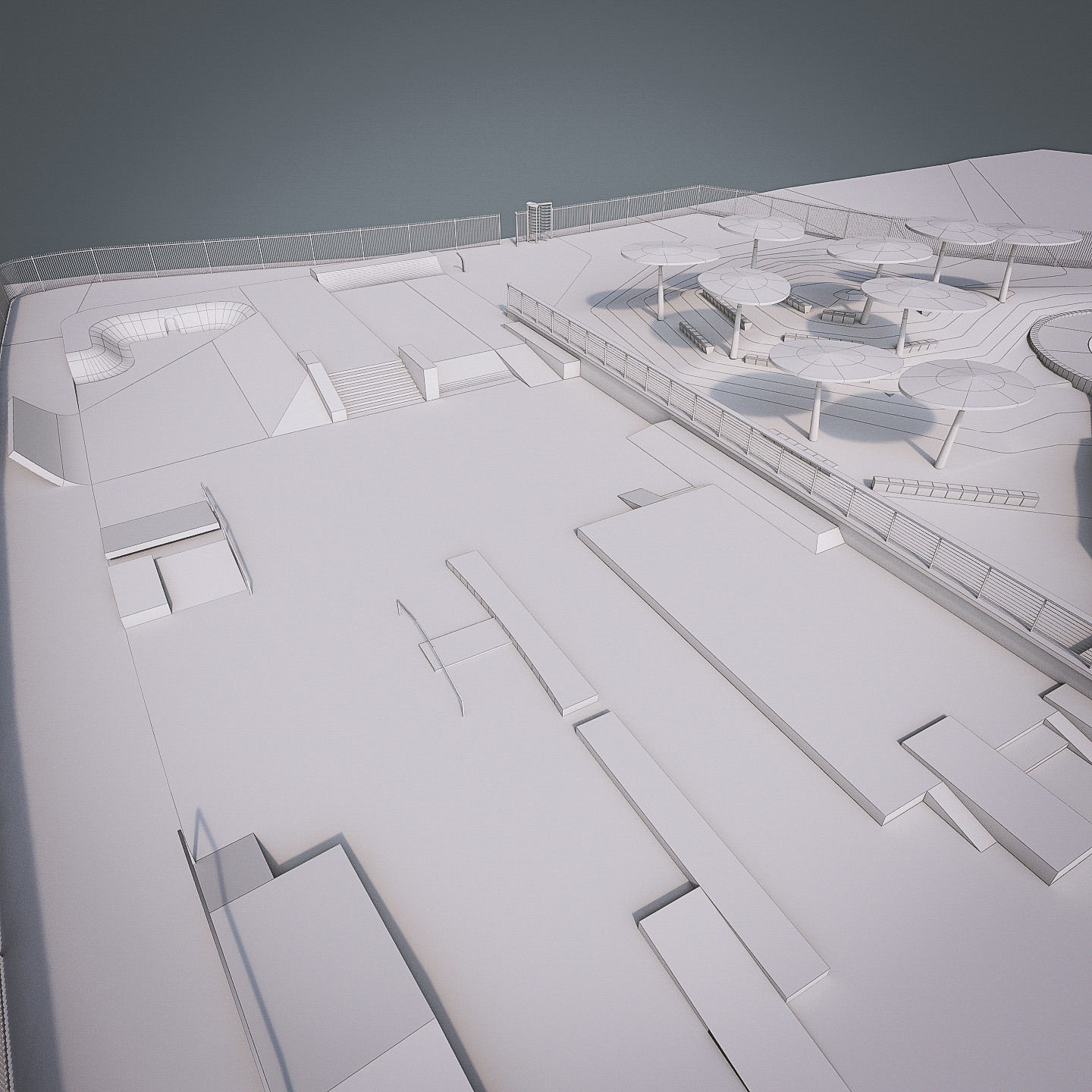 Skate park Low-poly 3D model_4