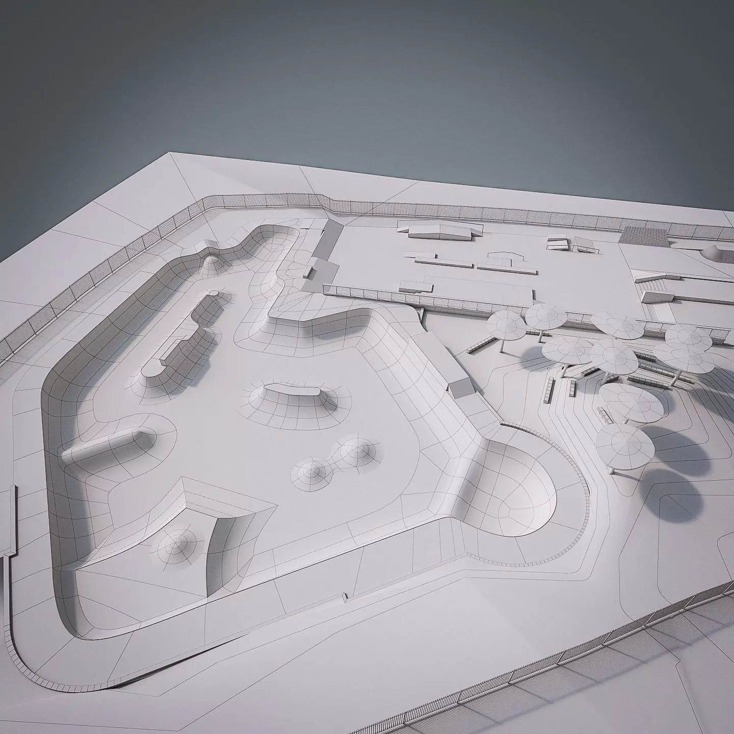 Skate park Low-poly 3D model_0