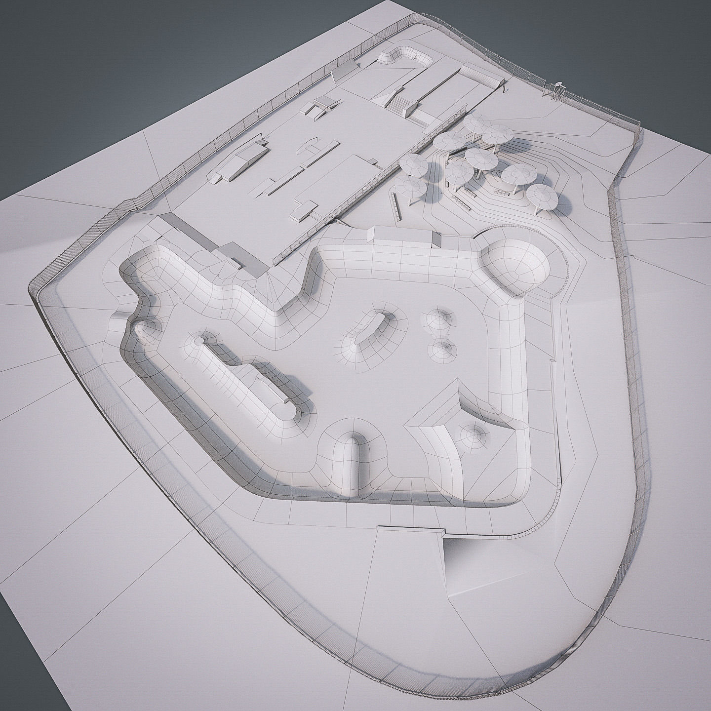 Skate park Low-poly 3D model_6