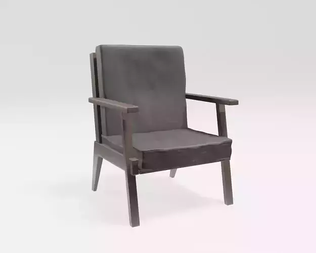 bar lounge chair - wooden with black fabric