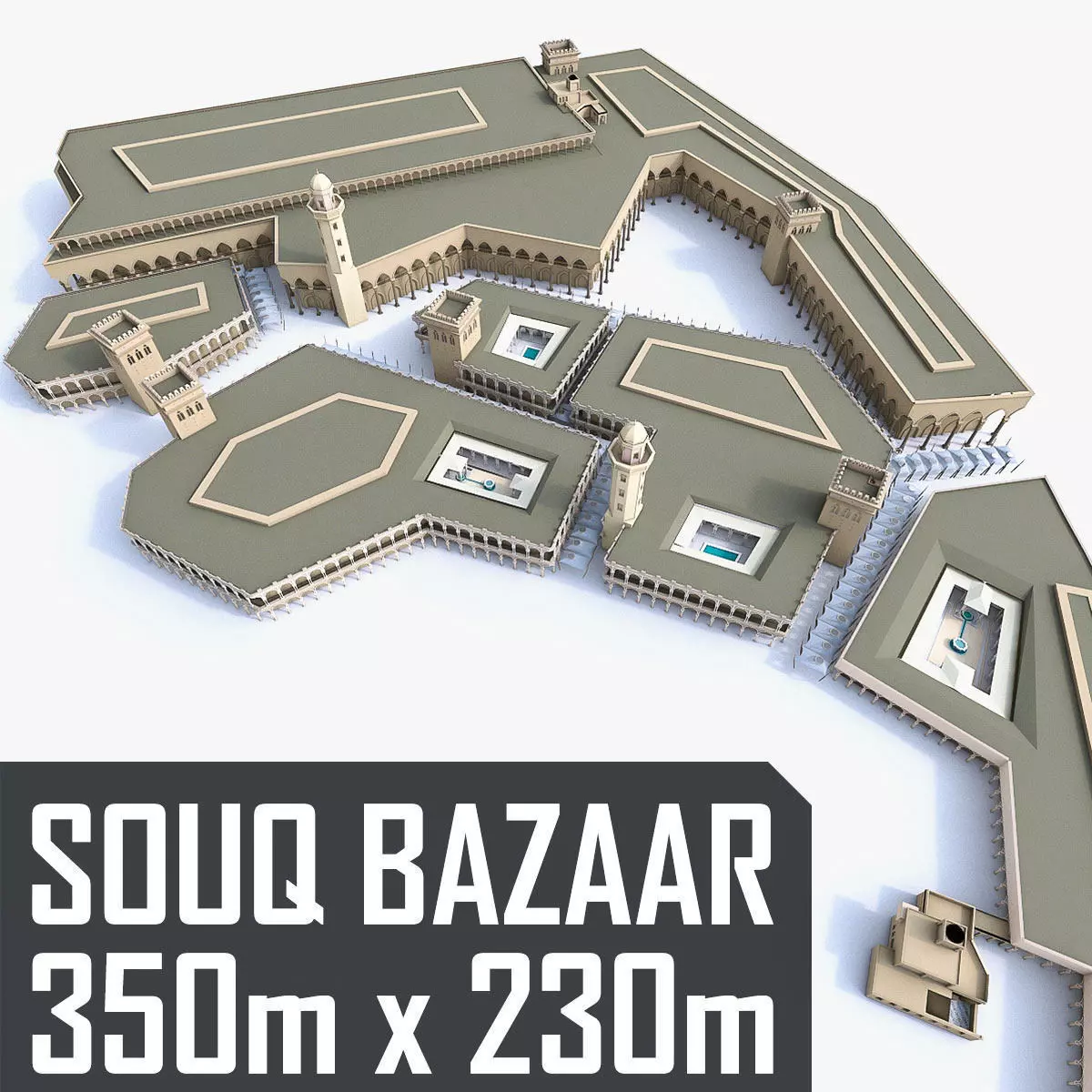 Souq Bazaar Market Low-poly 3D model