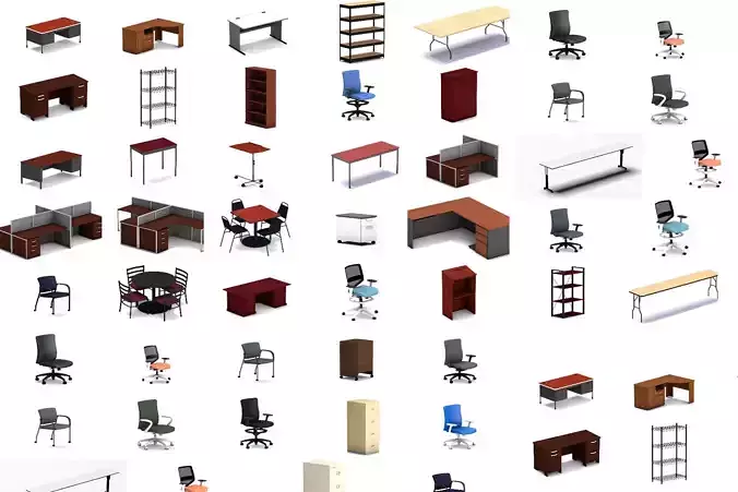Game Ready PBR Materials Office Furniture 