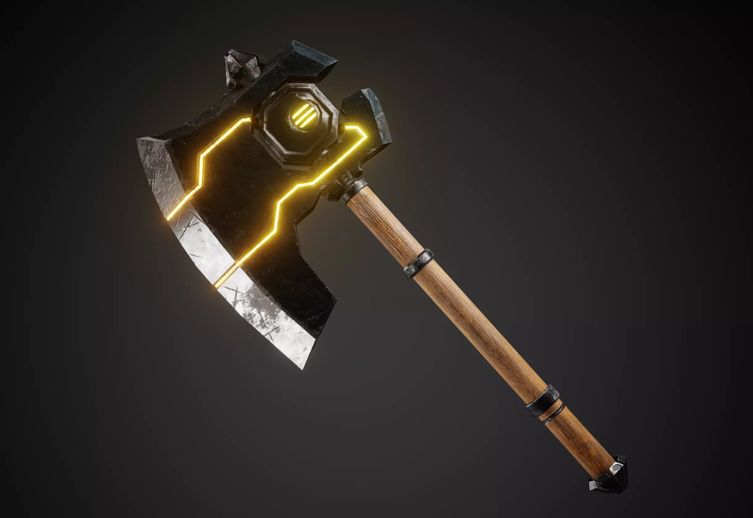 Scifi Battle Axe Low-poly 3D model
