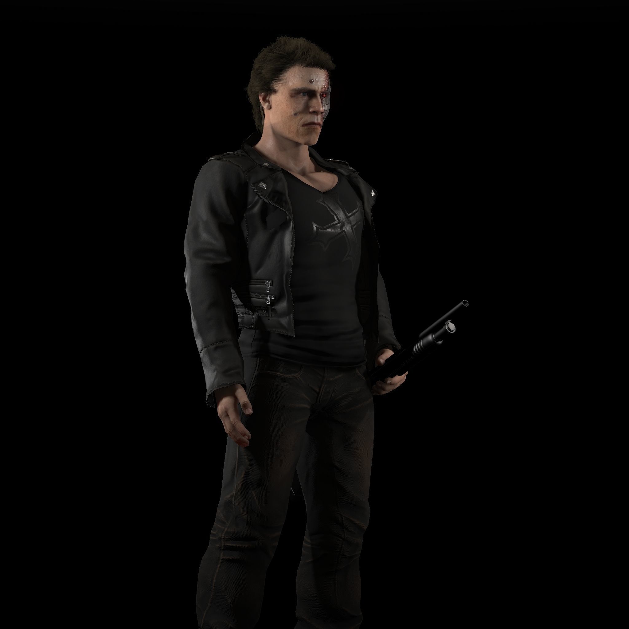 Terminator man holding gun 3D model_4