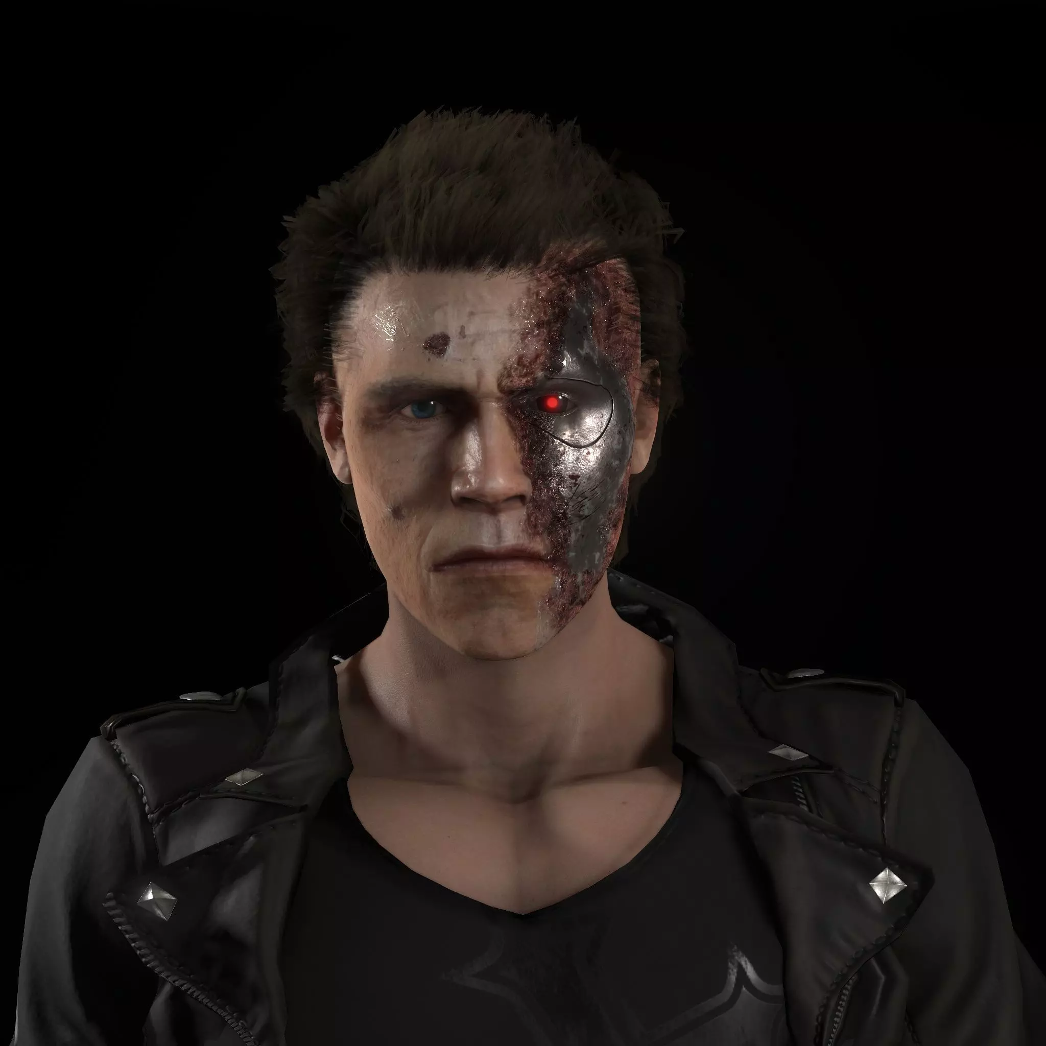 Terminator man holding gun 3D model_0