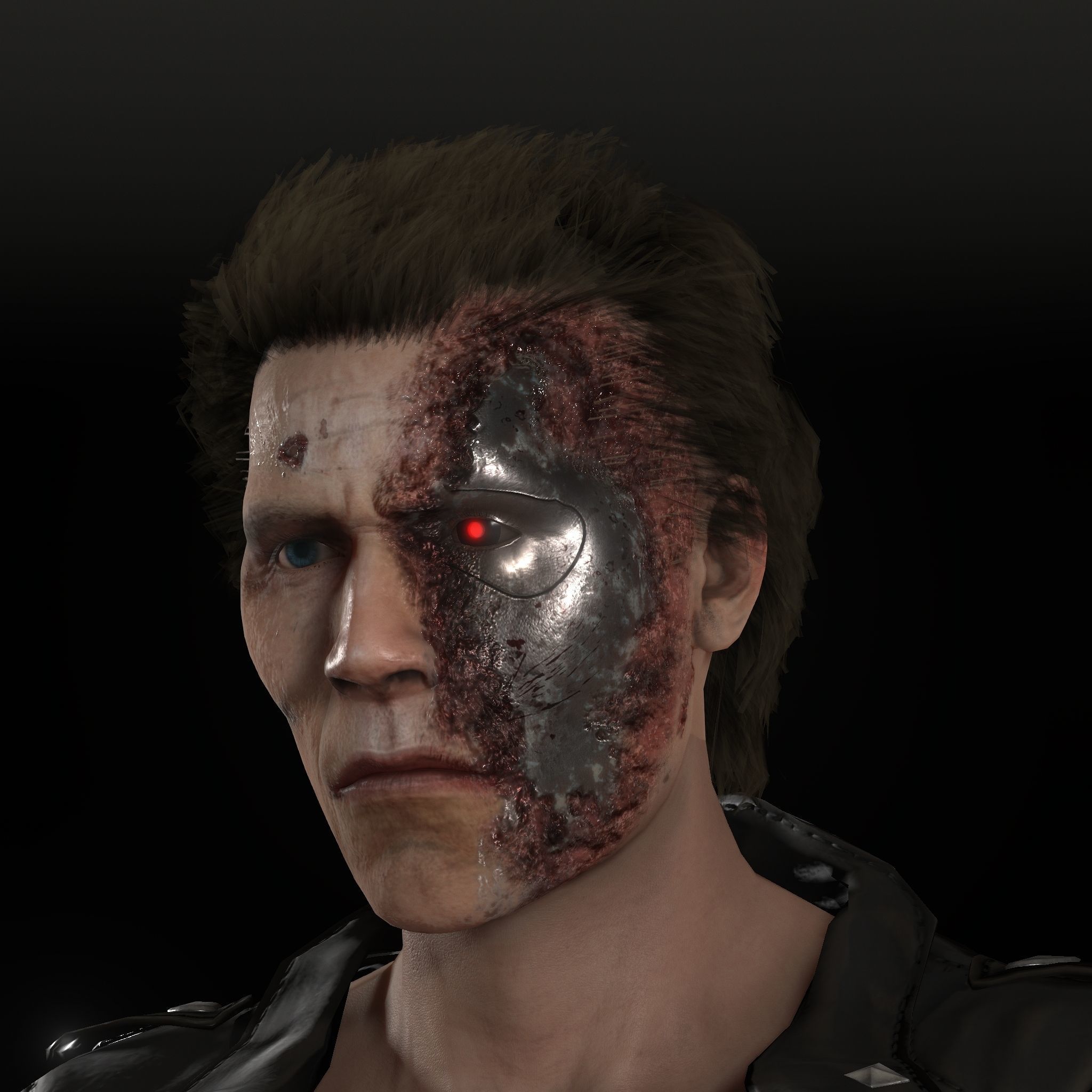 Terminator man holding gun 3D model_2