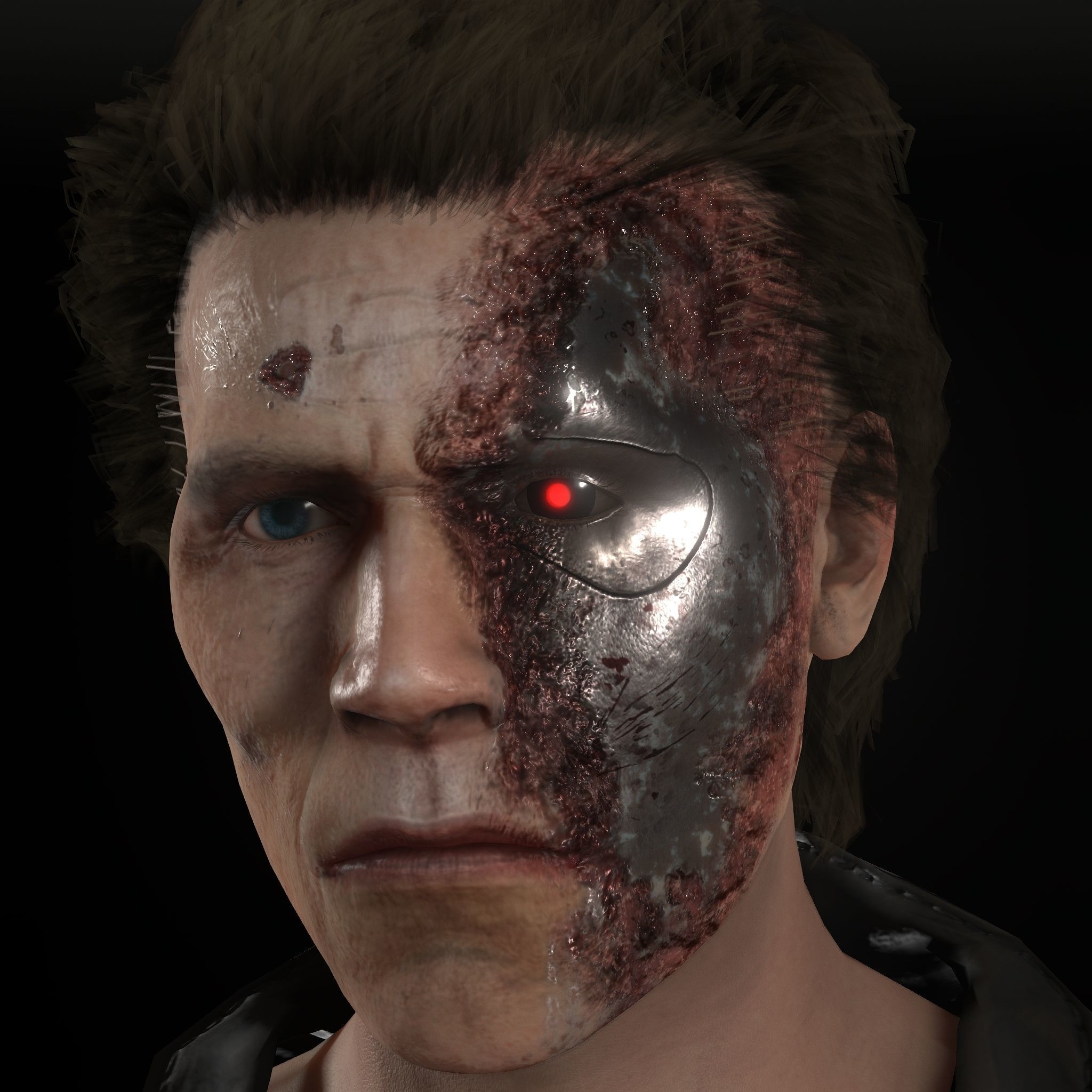 Terminator man holding gun 3D model_7