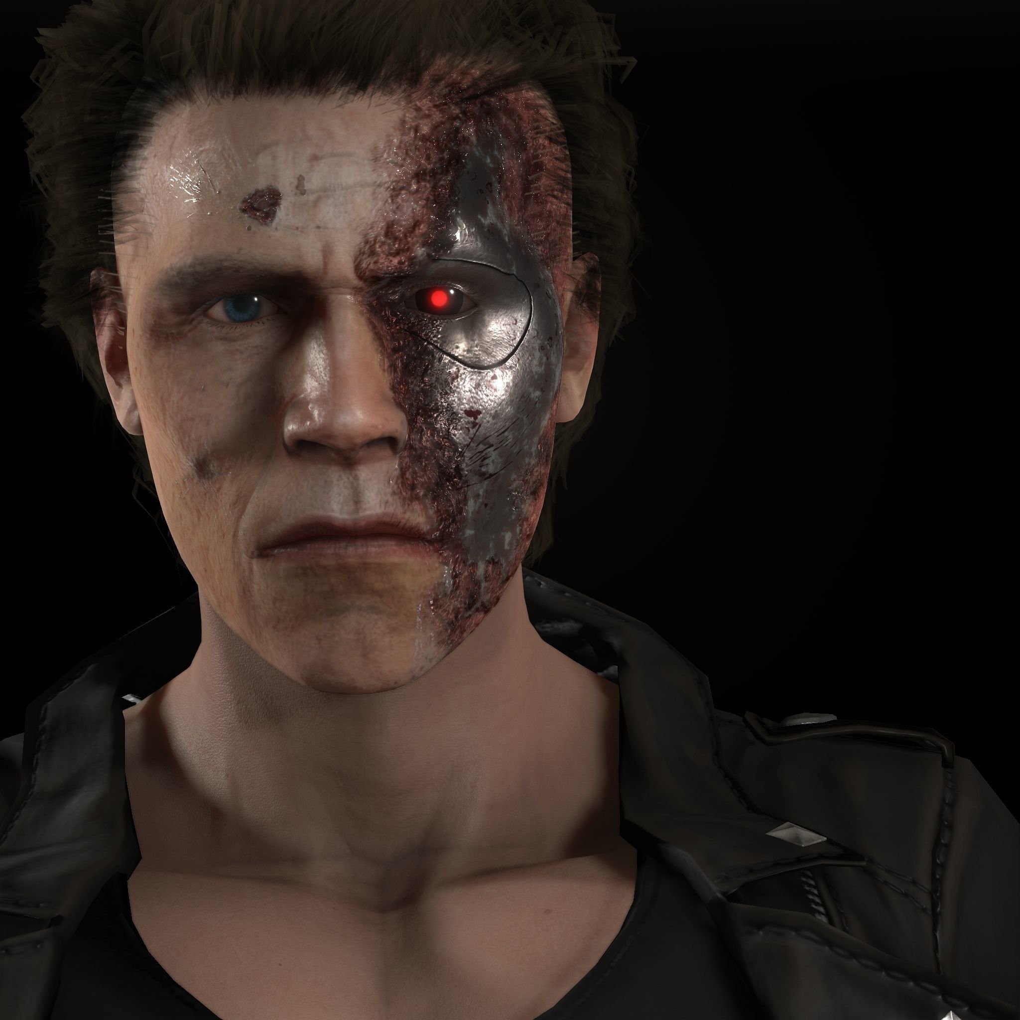 Terminator man holding gun 3D model_1