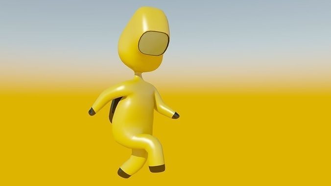 Biohazard Game Character in Funny Hazmat Suit Low-Poly Low-poly 3D model