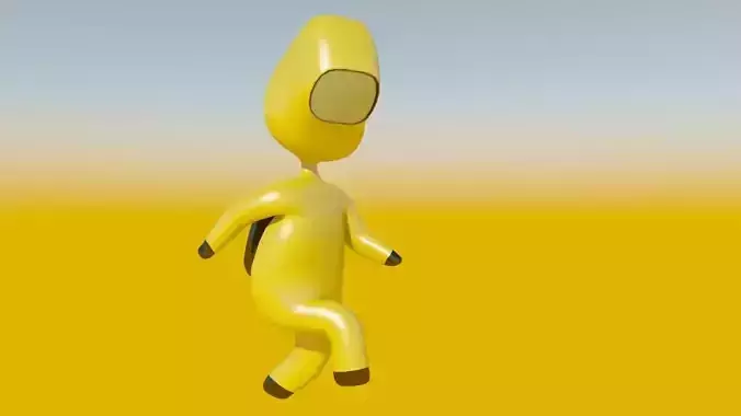 Biohazard Game Character in Funny Hazmat Suit Low-Poly Low-poly 3D model