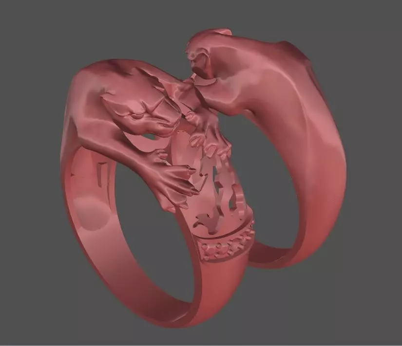 Tiger attack Ring  3D print model_0