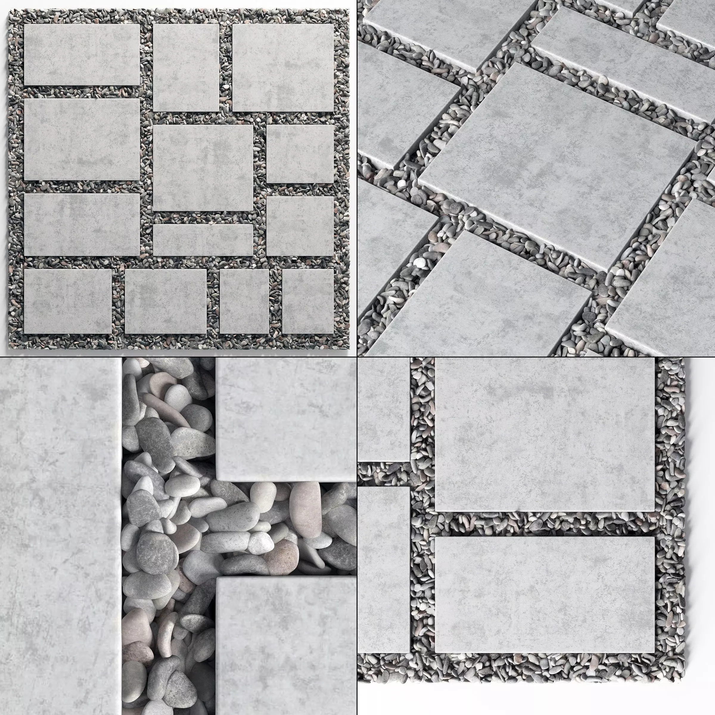Tile square pebble n8 low 3D model_0