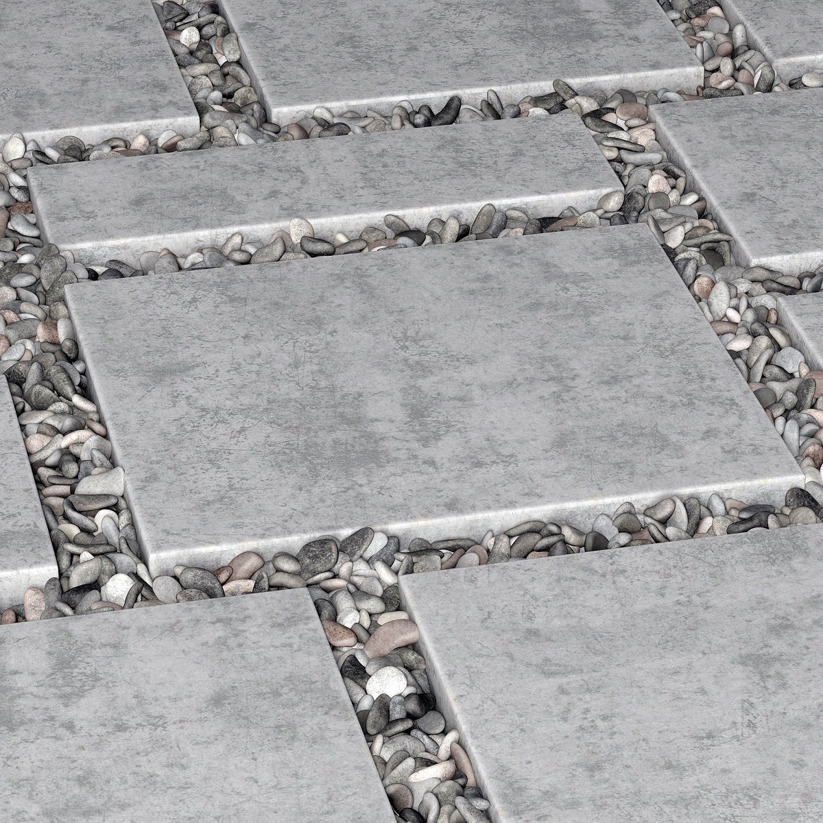 Tile square pebble n8 low 3D model_9