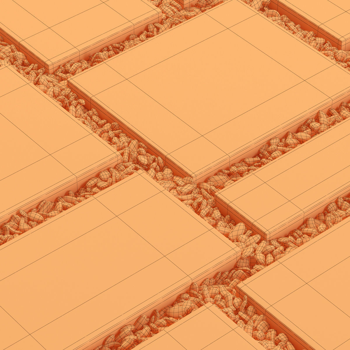 Tile square pebble n8 low 3D model_16