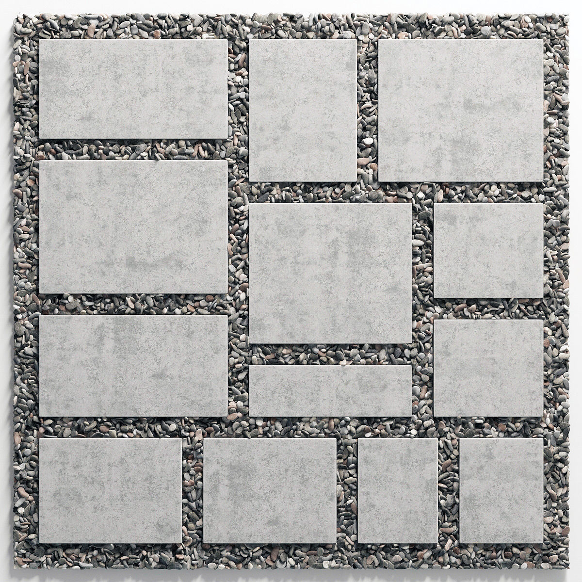 Tile square pebble n8 low 3D model_1