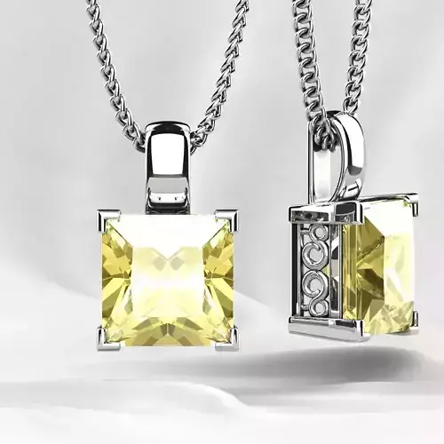 10mm Princess Gemstone Gold Pendant