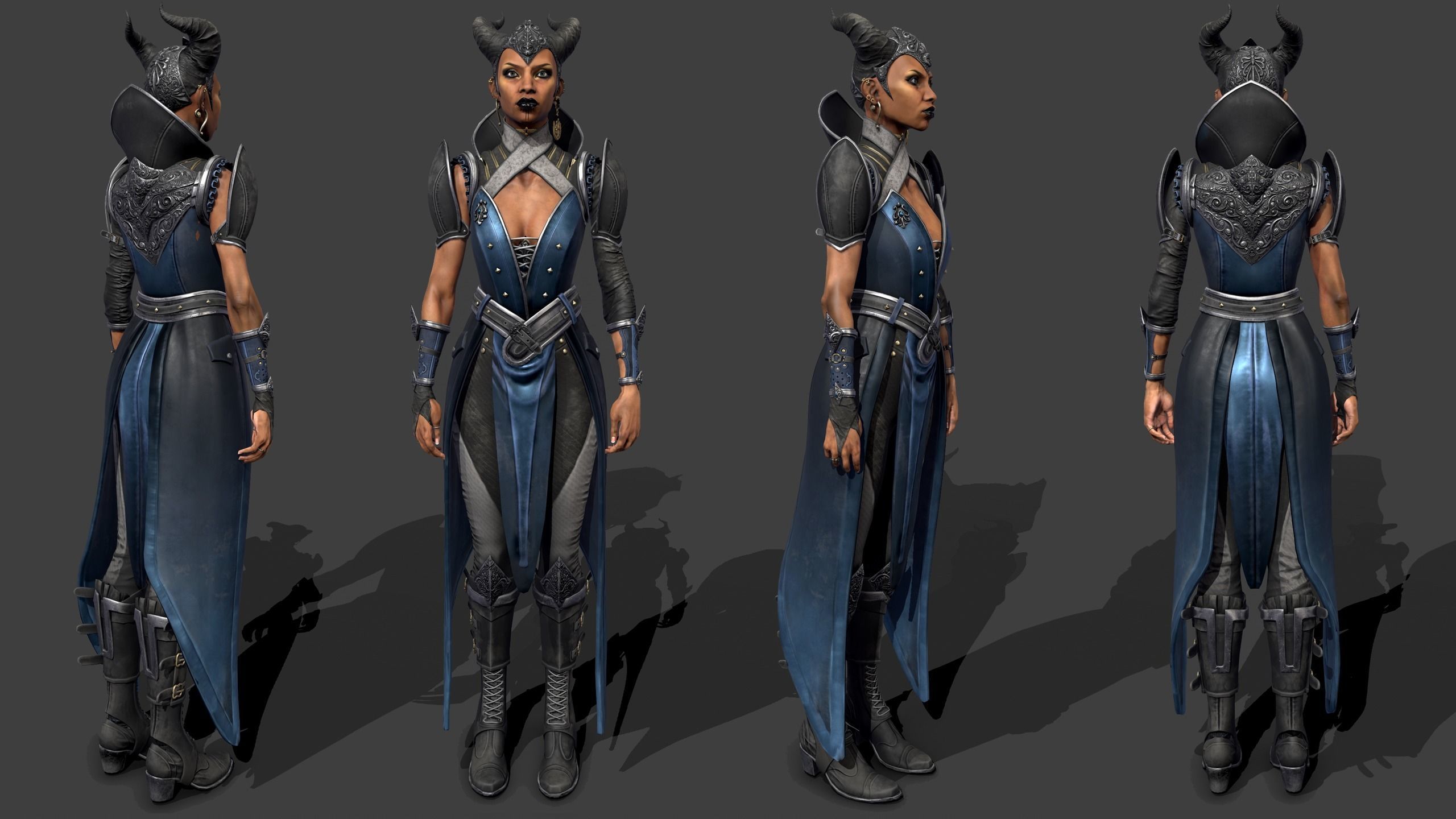 Vivienne female character in costume Low-poly 3D model_3