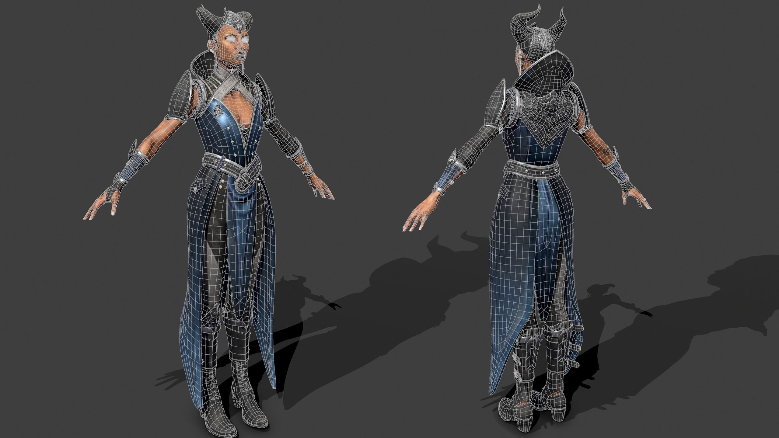 Vivienne female character in costume Low-poly 3D model_5