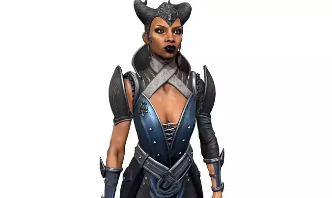Vivienne female character in costume Low-poly 3D model
