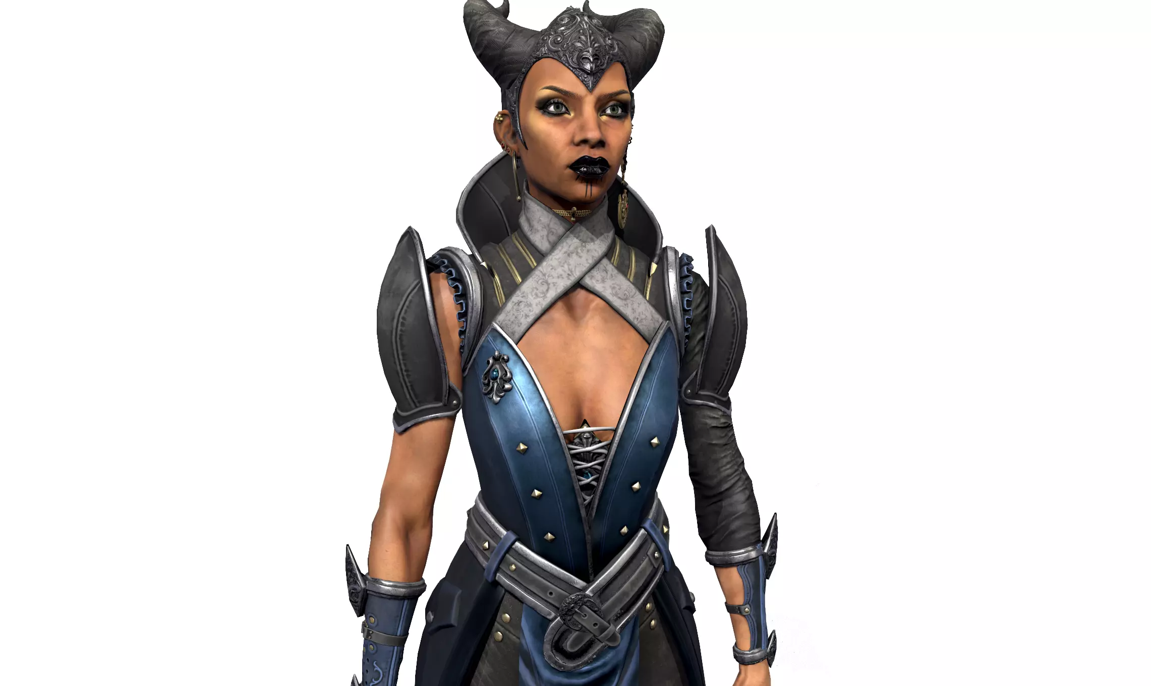 Vivienne female character in costume Low-poly 3D model_0