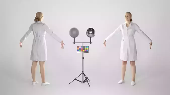 Young nurse in A-pose ready for rigging 146 Low-poly 3D model