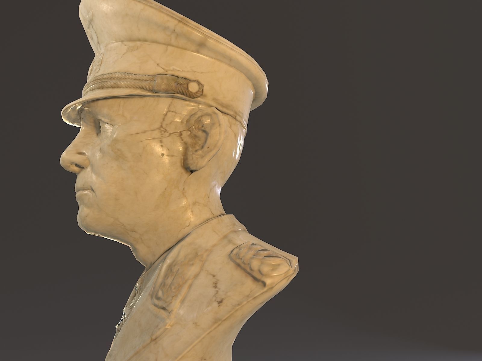 Erwin Rommel Bust Low Poly Low-poly 3D model_16