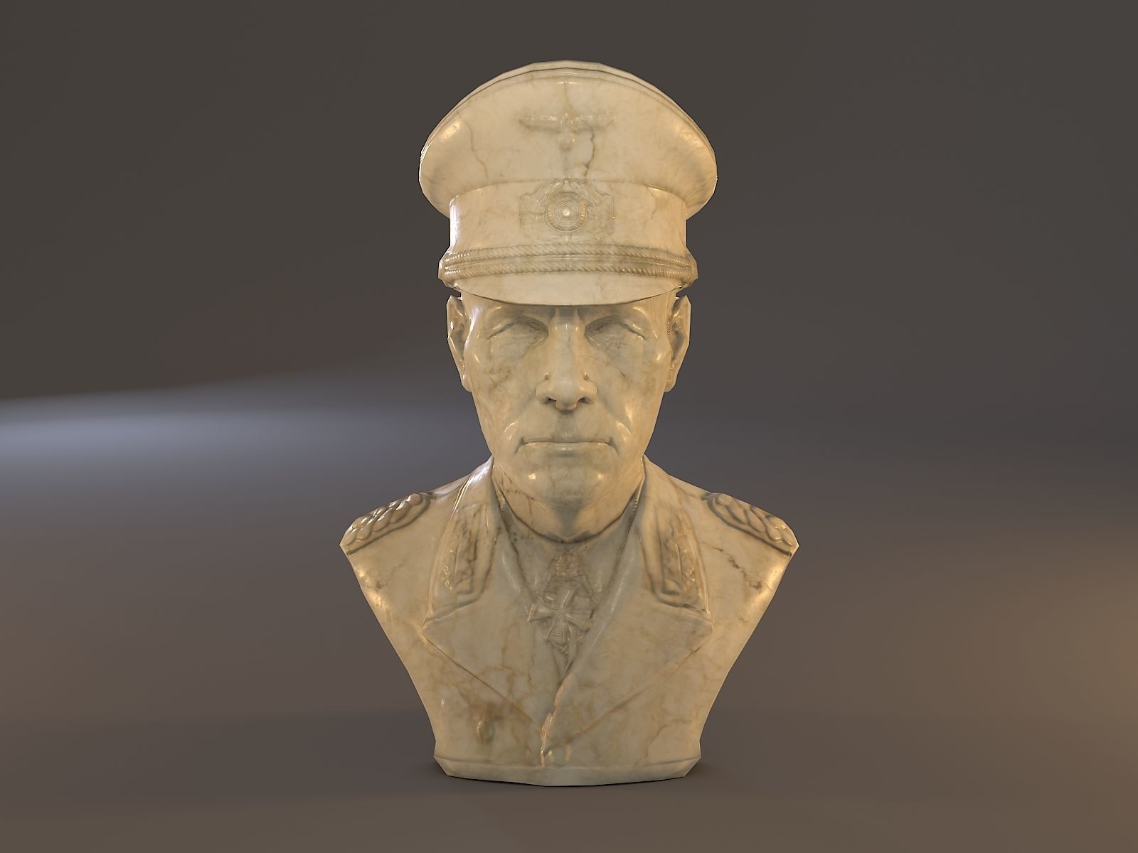 Erwin Rommel Bust Low Poly Low-poly 3D model_10