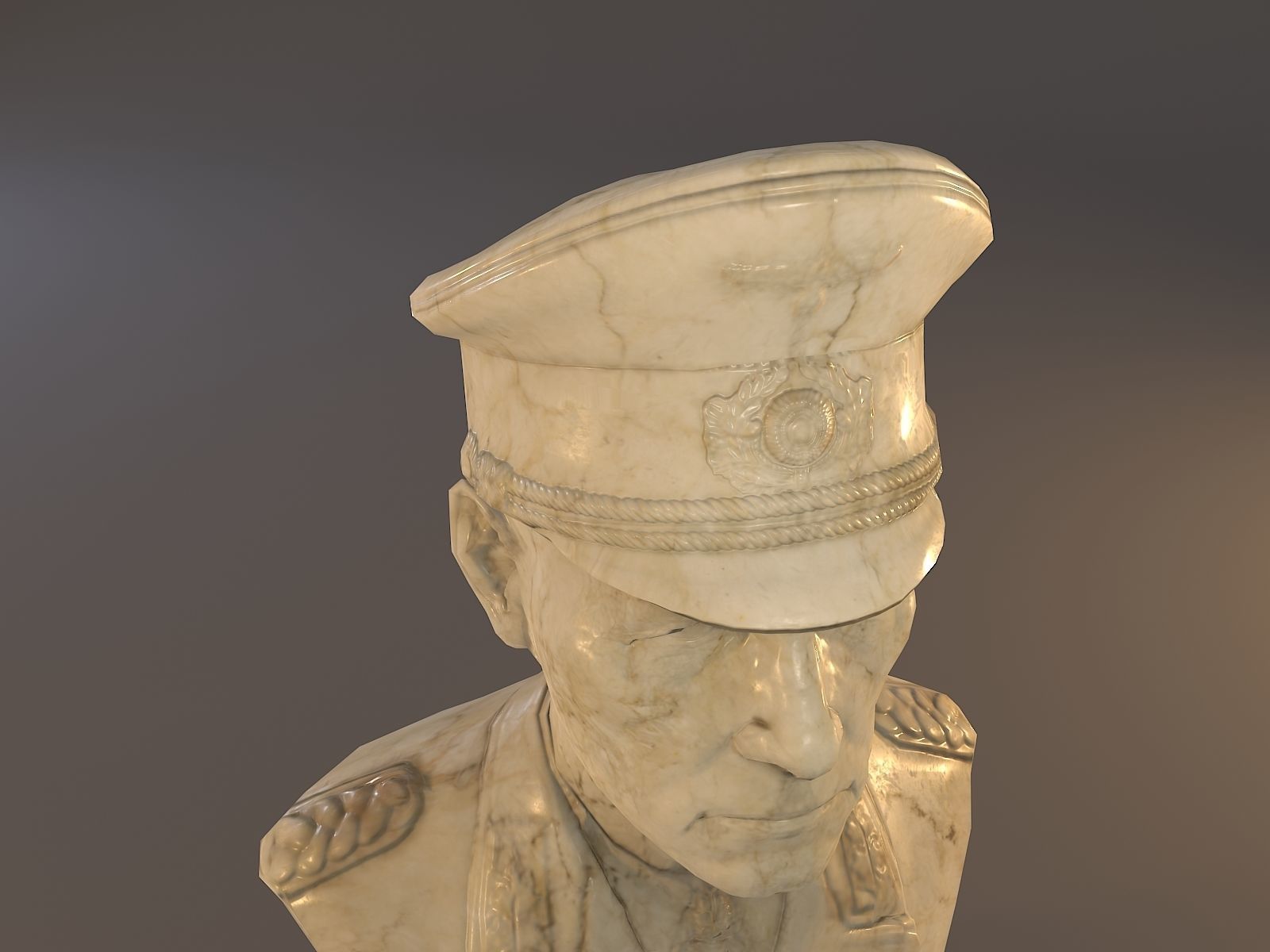 Erwin Rommel Bust Low Poly Low-poly 3D model_18