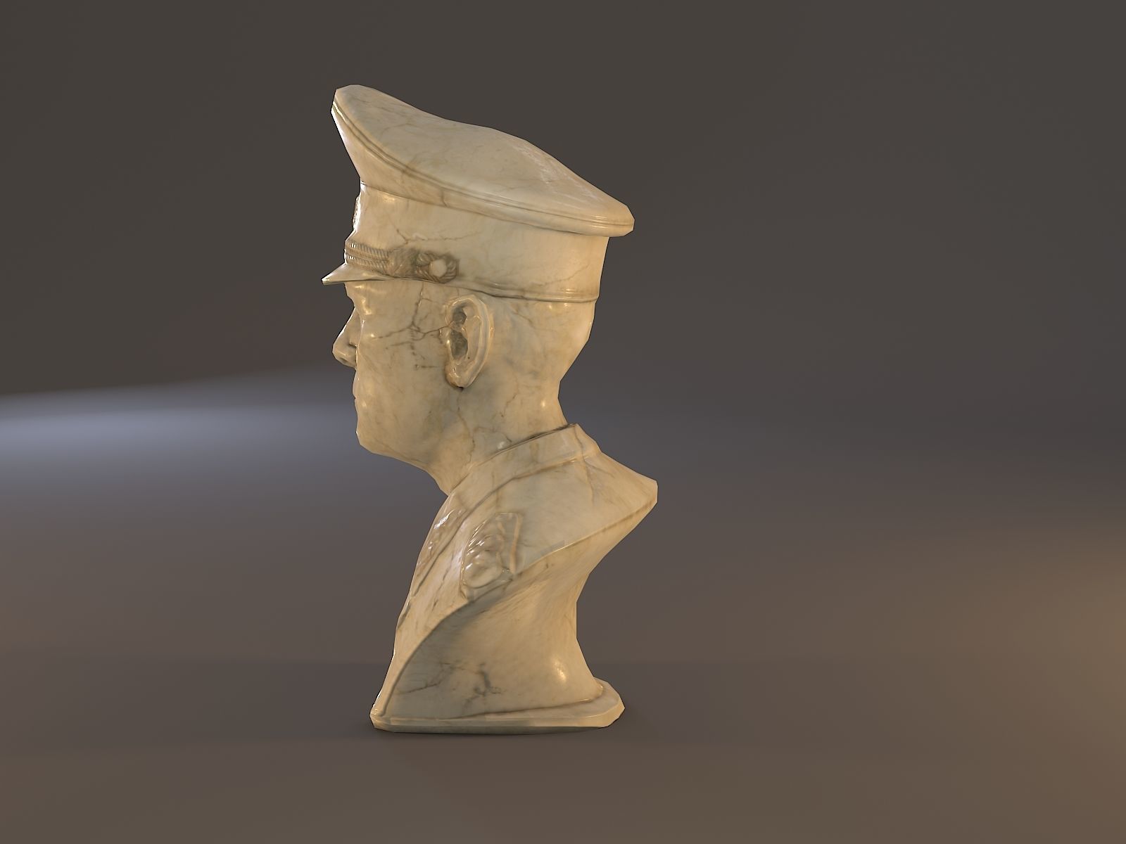 Erwin Rommel Bust Low Poly Low-poly 3D model_3