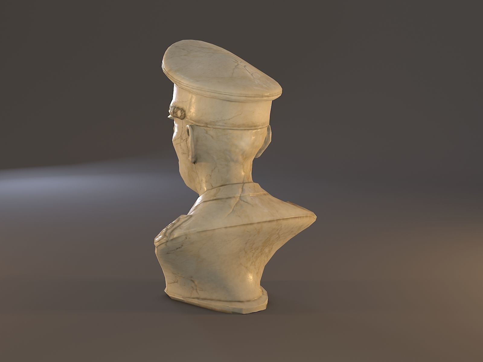 Erwin Rommel Bust Low Poly Low-poly 3D model_4