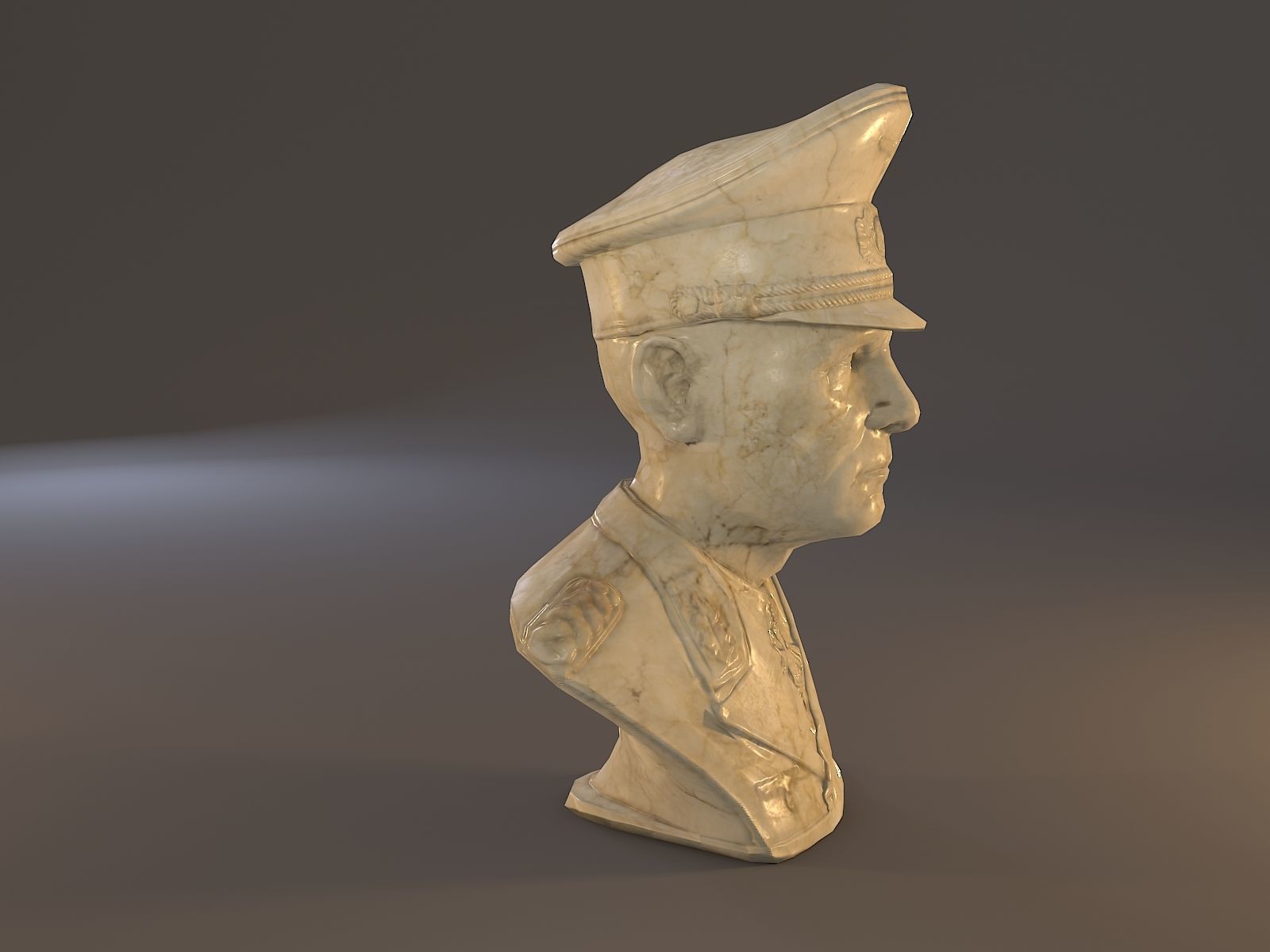 Erwin Rommel Bust Low Poly Low-poly 3D model_8